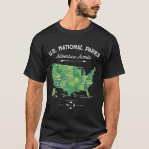 T-shirt 63 Carte des parcs nationaux Parc américain Rétro