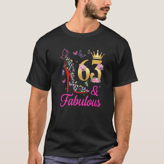 T-shirt 63 & Fabuleux 63 Ans 63ème Anniversaire Papillons (Devant)