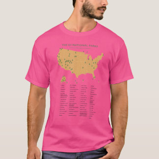T-shirt 63 National Parks Map Us Park Camping Hiking