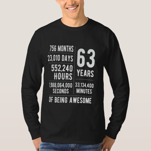 T-shirt 63e anniversaire Hommes Femmes Funny 63 ans (Devant)