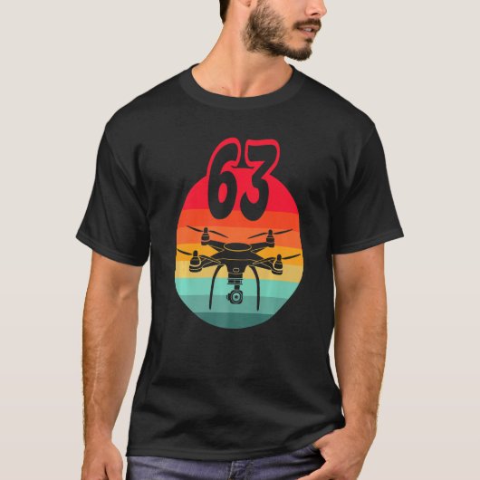 T-shirt 63e Anniversaire I Télécommande Rétro Drones Avec (Devant)