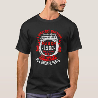 T-shirt 63E Anniversaire Légendes Cadeaux Né En Mars 1960 