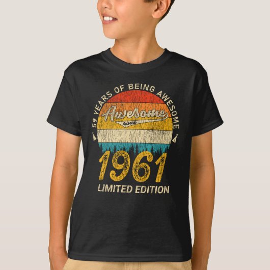 T-shirt 64 Ans 1961 Retro Awesome 64e anniversaire Cadeau (Devant)