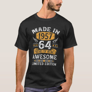 T-shirt 64 Ans Fabriqué En 1957 Limited Edition 64E Bir
