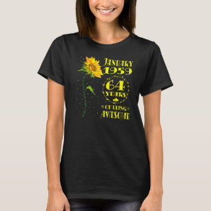 T-shirt 64e anniversaire 64 ans Vieux tournesol Né janvier