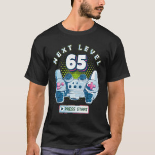T-shirt 65 Anniversaire Joueur Niveau 65 Niveau suivant Co
