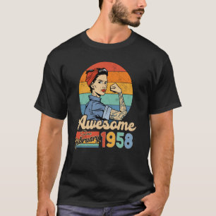 T-shirt 65 ans Awesome depuis février 1958 Anniversaire f