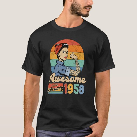 T-shirt 65 ans Awesome depuis février 1958 Anniversaire f (Devant)