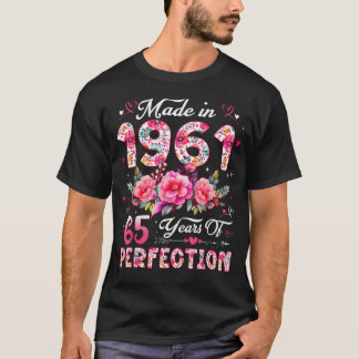 T-shirt 65 ans faite en 1961 Floral 65e anniversaire