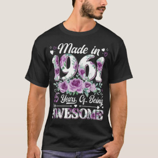T-shirt 65 Ans Faits En 1961 Floral 65e Anniversaire