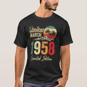 T-shirt 65 ans Vintage mars 1958 65e anniversaire Hommes W