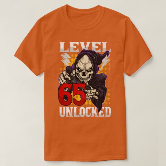 T-shirt 65e Anniversaire Gamer Skeleton Niveau 65 Gam déve (Design devant)