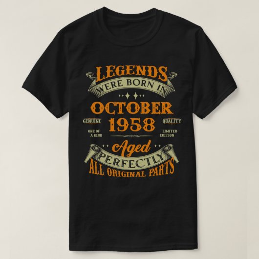 T-shirt 65e Anniversaire Légendes Cadeaux Né En Octobre 19 (Design devant)