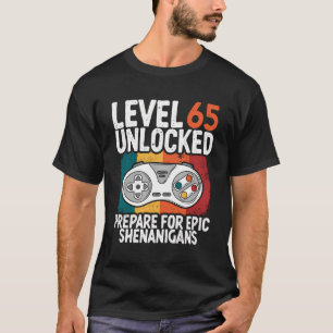 T-shirt 65E Anniversaire Niveau 65 Déverrouillé Vintage Fu