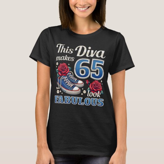 T-shirt 65e anniversaire pour une femme fabuleuse, diva, d (Devant)