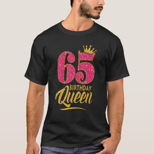 T-shirt 65e anniversaire Reine 65 ans fille Couronne rose (Devant)