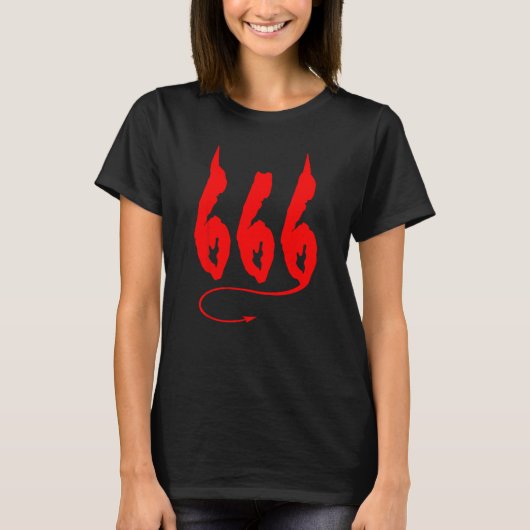 T-shirt 666 Mark Of the Beast Satanism Sinner Devil Horns  (Devant)