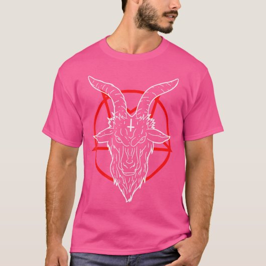 T-shirt 666 Satan Devil Antichrist Chèvre Pentagram (Devant)