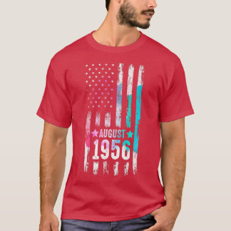 T-shirt 66 ans, août 1956 drapeau américain 66e anniversai