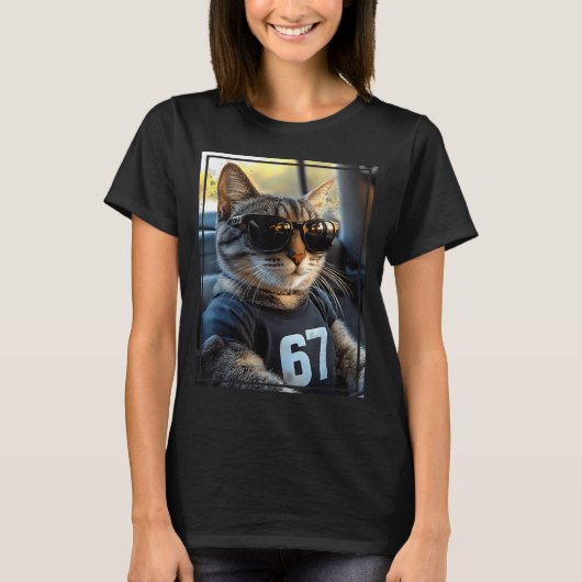 T-shirt 67 And Still Cool Funny Birthday Meme Cat  (Devant)