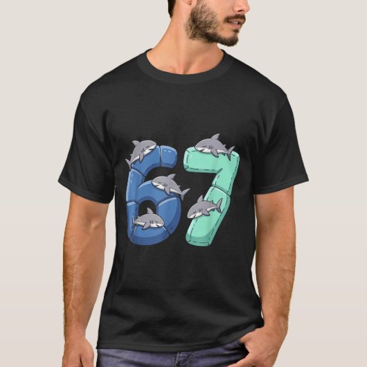 T-shirt 67 Animals Funny 67 Brainrot Youth Kids Shark 67  (Devant)