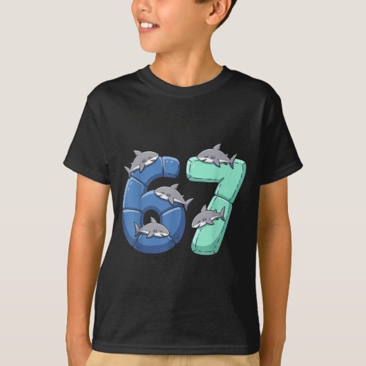 T-shirt 67 Animals Funny 67 Brainrot Youth Kids Shark 67 (Devant)