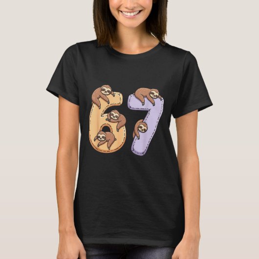 T-shirt 67 Animals Funny 67 Brainrot Youth Kids Sloth 67  (Devant)