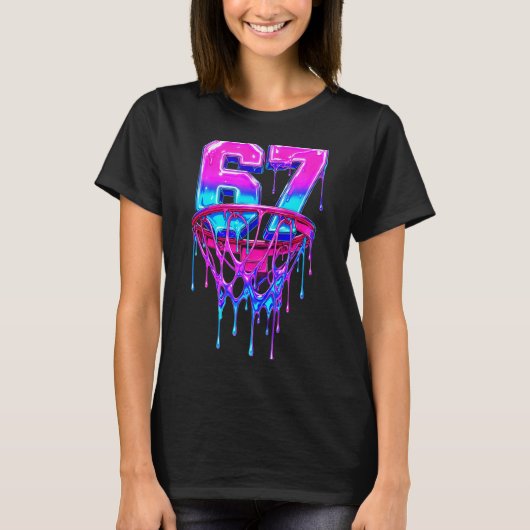 T-shirt 67 Basketball Drip Six Seven Drôle (Devant)