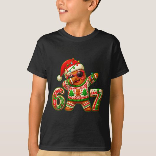 T-shirt 67 Christmas 6 7 Meme Gingerbread Man Xmas Pajamas (Devant)