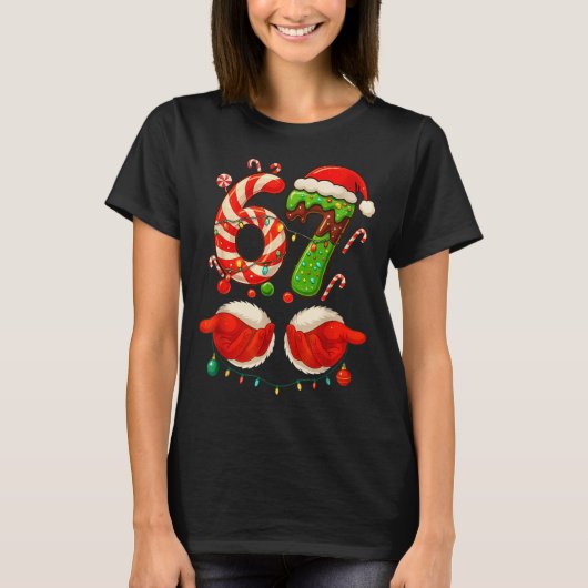 T-shirt 67 Christmas 6 7 Six Seven Meme 67 Candy Cane Xmas (Devant)