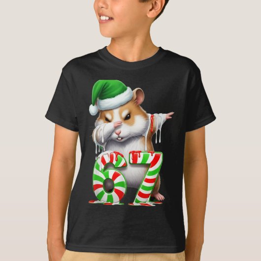 T-shirt 67 Christmas Funny 67 Brainrot Youth Kids Hamster (Devant)