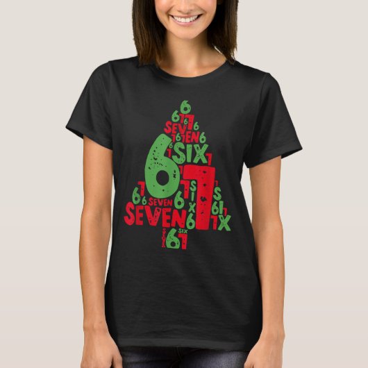 T-shirt 67 Christmas Tree Holiday Six Seven Meme Brainrot (Devant)