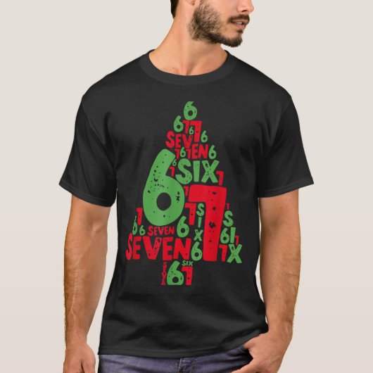 T-shirt 67 Christmas Tree Holiday Six Seven Meme Brainrot (Devant)