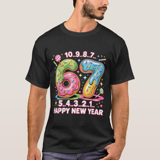 T-shirt 67 Countdown Happy New Year 2026 Funny Donut Numbe (Devant)