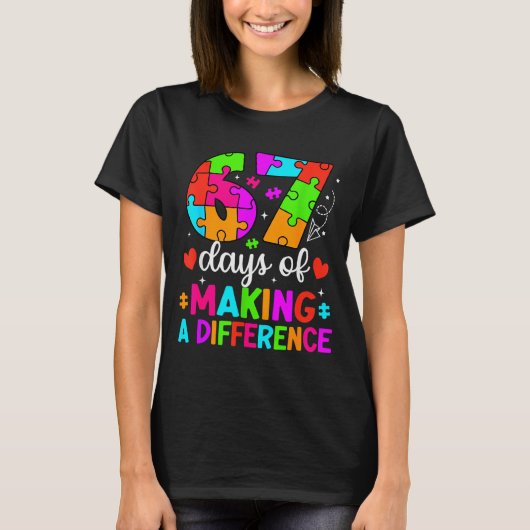 T-shirt 67 Days Of Making A Difference Funny Teacher Stude (Devant)