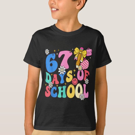 T-shirt 67 Days Of School Coquette Bow Students Teachers 1 (Devant)
