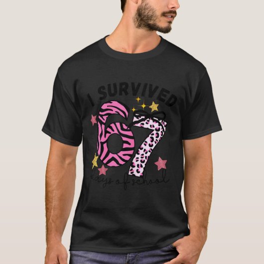 T-shirt 67 Days Of School Nk Leopard Girl Glam Zebra  (Devant)