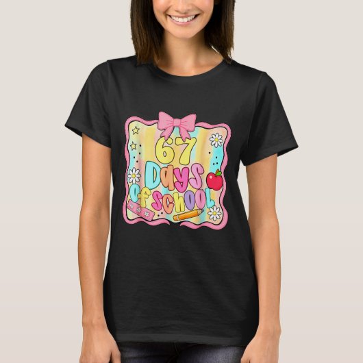 T-shirt 67 Days Of School Preppy 67th Day Of School Teache (Devant)
