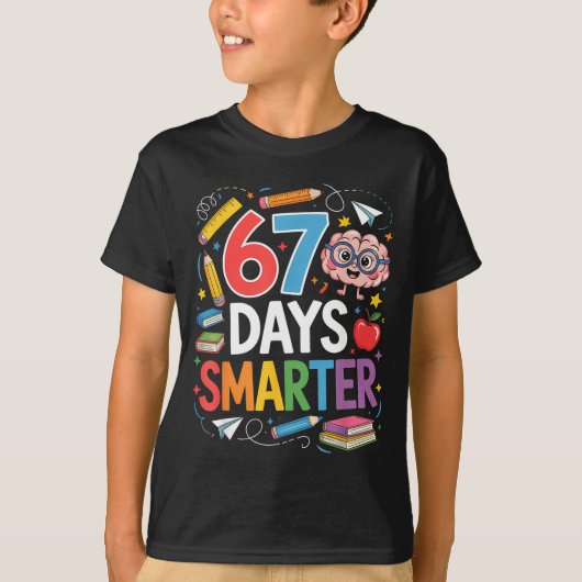 T-shirt 67 Days Smarter 67th Day Of School Teacher Kids Bo (Devant)