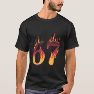 T-shirt 67 Flames Drôle Six Sept Mème Argot Gen Alpha