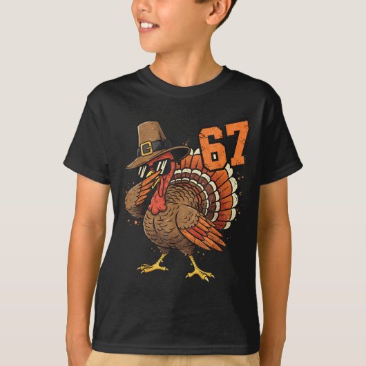T-shirt 67 Funny Thanksgiving Turkey Meme Six Seven 6 7  (Devant)
