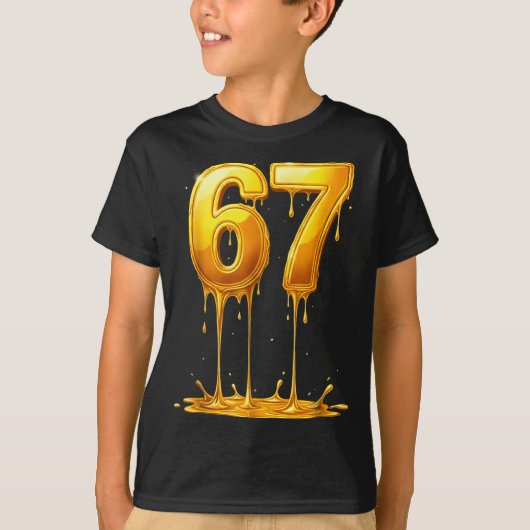 T-shirt 67 Gold Drip Funny Six Seven Meme Boys Kids 6 7 Dr (Devant)