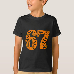 T-shirt 67 Halloween Six Sept Brainrot Mème Garçons Enfant