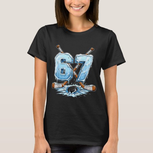 T-shirt 67 Hockey Drip Number Funny Meme Style Boys Graphi (Devant)