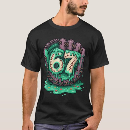 T-shirt 67 Ice Cream Drip Funny Six Seven Baseball  (Devant)