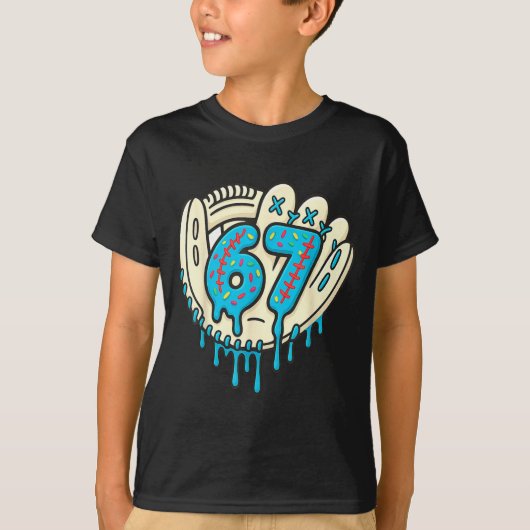 T-shirt 67 Ice Cream Drip Funny Six Seven Baseball  (Devant)