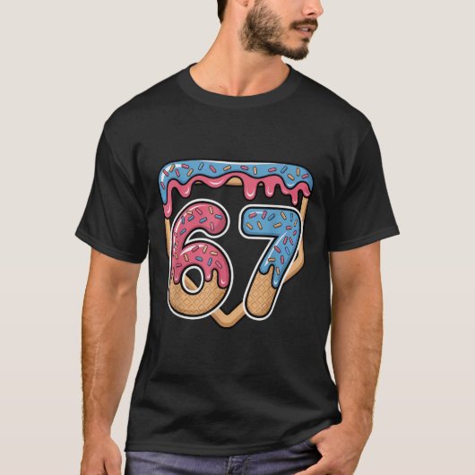 T-shirt 67 Ice Cream Drip Meme Baseball  (Devant)