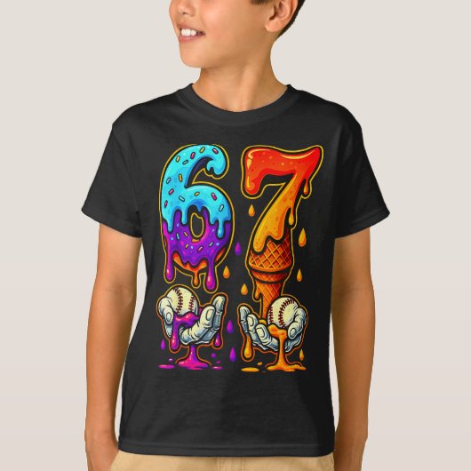T-shirt 67 Ice Cream Drip Meme Funny Six Seven Gen Alpha S (Devant)