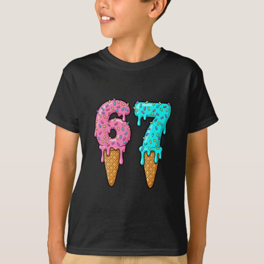 T-shirt 67 Ice Cream Drip Meme Funny Six Seven Gen Alpha S (Devant)