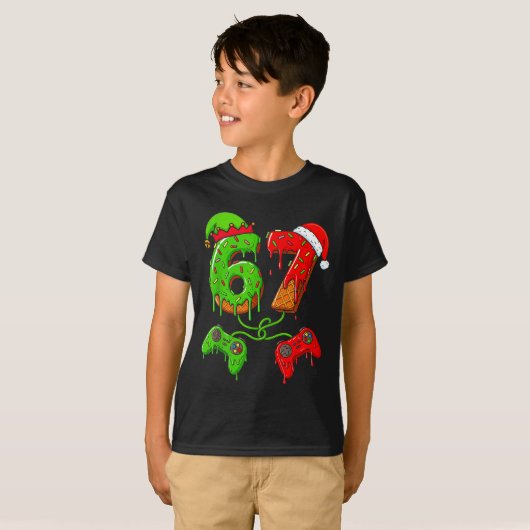 T-shirt 67 Ice Cream Drip Meme Gamer Six Seven Christmas B (Devant entier)